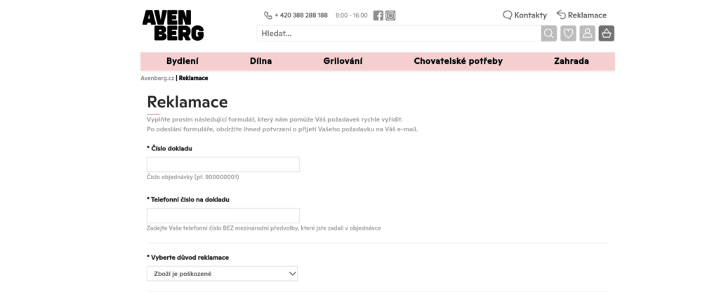 avenberg reklamace